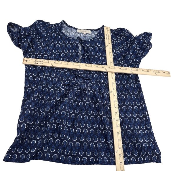 Loft Womens Navy Blue Short Sleeve Top Medium - Picture 4 of 6